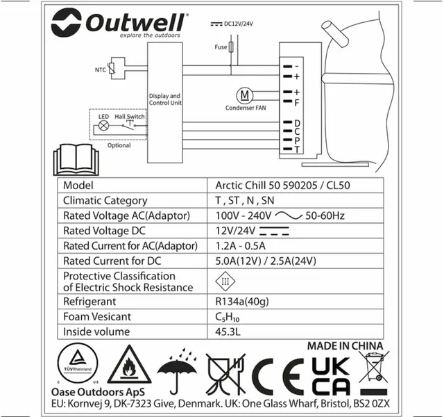 Outwell Arctic Chill 50 Compressor Koelbox - 45 Liter - Blauw - Afbeelding 13