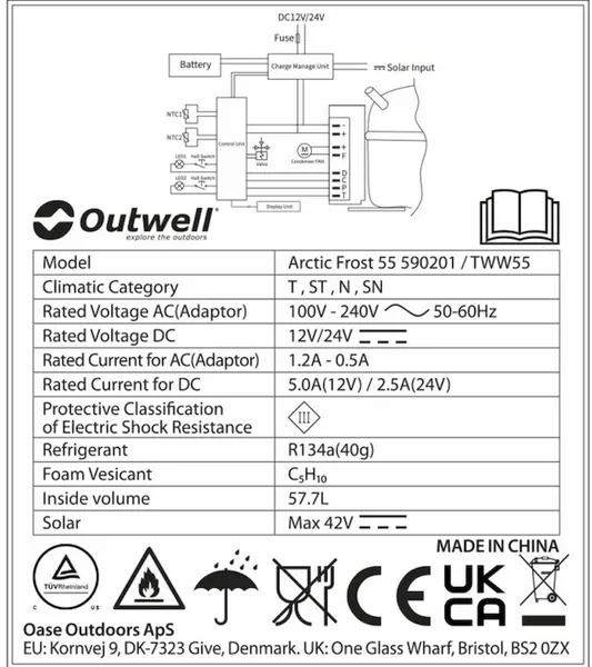 Outwell Arctic Frost 55 Compressor Koelbox - 58 Liter - Grijs - Afbeelding 18