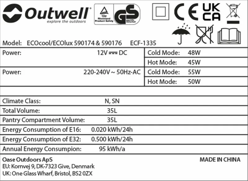 Outwell Ecocool Elektrische Koelbox - 35 Liter - Donkergrijs - Afbeelding 6