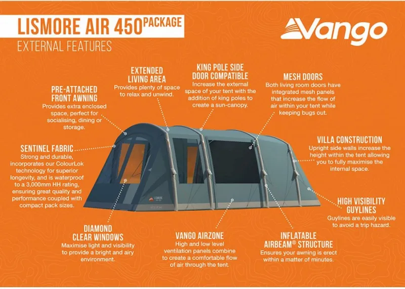 Vango Lismore Air 450 Opblaasbare Tunneltent - 4 Persoons - Groen - Afbeelding 7