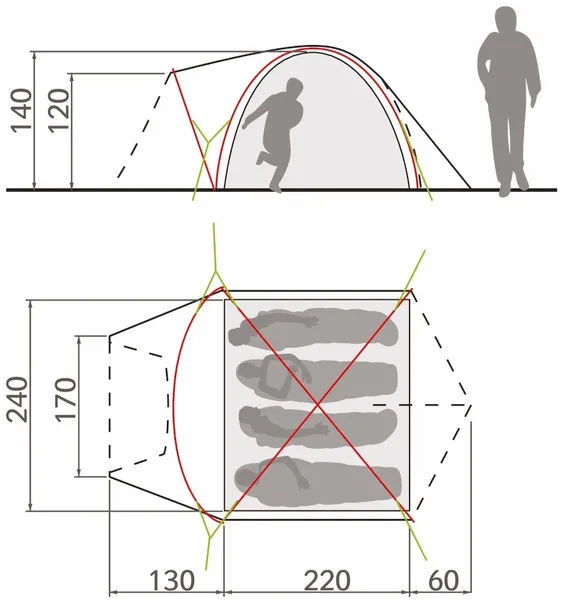 Vaude Campo Grande XT Koepeltent - 4 Persoons - Groen - Afbeelding 3