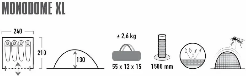 High Peak Monodome XL Koepeltent - 4 Persoons - Pearl - Afbeelding 3