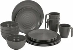Bo-Camp Stone Melamine Serviesset - 16-delig - Grijs